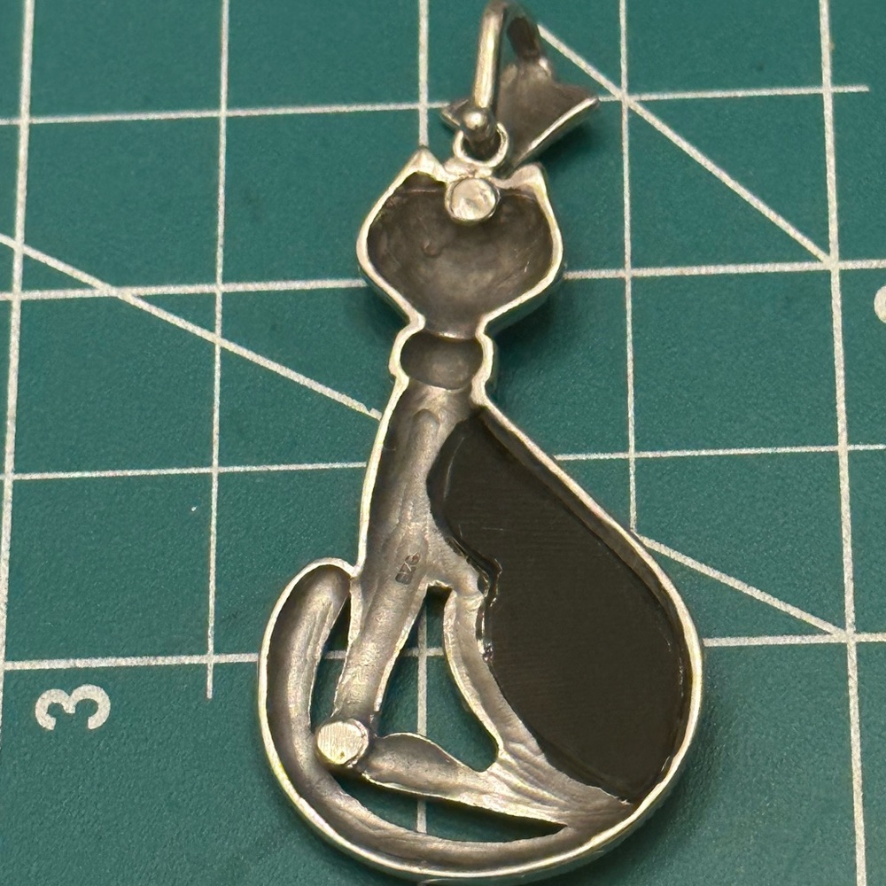 Cat Ruby Onyx Large Sterling Silver Pendant - image 5